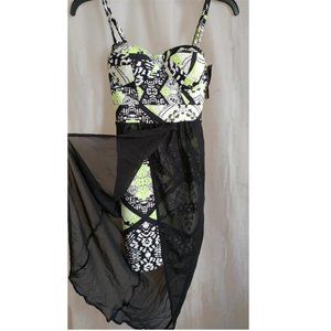 Y2K Material Girl | Green and Black Mini Bodycon Dress